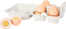 Schneidbare Eier aus Holz inklusive Pappkarton für die Spielküche oder den Kaufmannsladen