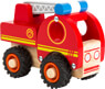 Spielfahrzeug aus Holz in Feuerwehr-Farben