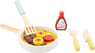 Pfannkuchen Spielset aus Holz für die Kinderküche mot Pfanne, Bratenwender, Pfannkuchen, Toppings und Besteck aus Holz