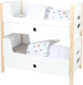 Skandinavisches Puppenhochbett mit moderner Bettwäsche
