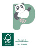 Tierbuchstabe P mit Panda-Motiv