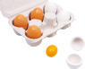 braune und weiße Eier, welche sich öffnen lassen inklusive Pappkarton