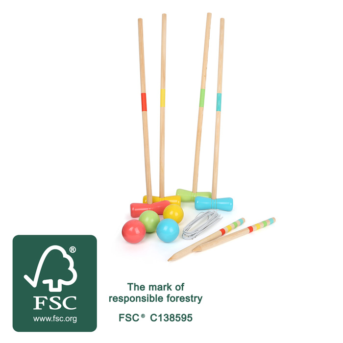Krocket Active Set aus FSC Holz XL Spielzeug Croquet für Kinder Draußen 28 Teile 